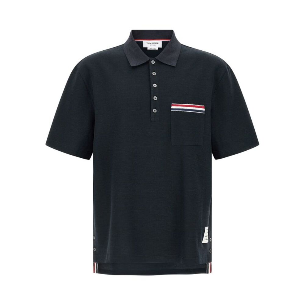 Thom Browne Blue Cotton Polo Men's Shirt